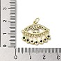 Brass Micro Pave Cubic Zirconia Pendants, with Glass, with Jump Ring, Real 18K Gold Plated, Eye