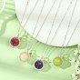 4Pcs 4 Styles Natural Mixed Stone Copper Wire Wrapped Apple Pendant 304 Stainless Steel Curb Chains Necklaces for Women, Mixed Color, Mixed Dyed and Undyed