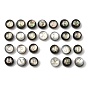 26Pcs 26 Styles Natural Shell Beads, Flat Round with Letter A~Z, with Gold Epoxy Resin