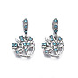 Rack Plating Alloy European Dangle Charms, with Rhinestone, Large Hole Beads, Cadmium Free & Lead Free, Platinum, Heart with Tree of Life