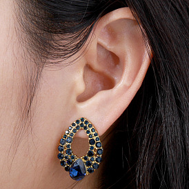 Fashionable Exaggerated Water Drop Earrings - European and American Personality Diamond Inlaid Ear Jewelry.