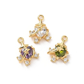 Латунные микро проложить кубического циркония подвески, сердце, без никеля , реальный 18 k позолоченный