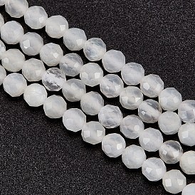 1 hebras de cuentas de piedra lunar blanca natural, facetados, rondo