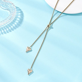 Регулируемый кулон в форме сердца из сплава 304 цепочка-лариата из нержавеющей стали для женщин