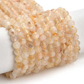 Natural Yellow Quartz Beads Strands, Faceted, Round