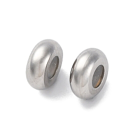 201 из нержавеющей стали бусы, с резиной внутри, ползунки, рондель, анти-тускнение