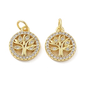 Латунные микро проложить кубического циркония подвески, плоские круглые с деревом, без свинца и без кадмия, долговечный, стойки покрытие, с целью перехода в кольце