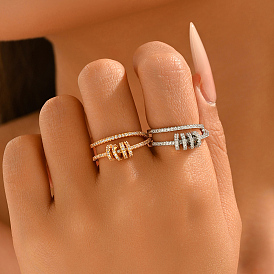 Brass Micro Pave Cubic Zirconia Cuff Open Rings for Women