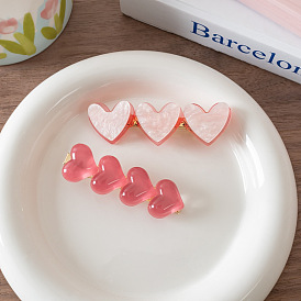 Sweet Jelly Peach Heart Hair Clip with Double-layered Vinegar Acid Love Bangs Clip for Summer Hairstyle