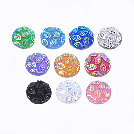 SUNNYCLUE Resin Cabochons, Flat Round with Flower