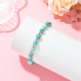 Эластичные браслеты из натуральных драгоценных камней гемиморфита и немагнитных синтетических бусин гематита для женщин и мужчин., круглые