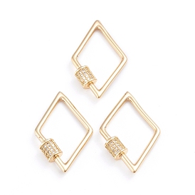 Латунь микропаве прозрачный кубический цирконий винт карабин брелоки, для изготовления ожерелий, ромб