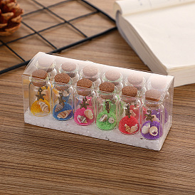 Mini Glass Wishing Bottle Ornaments, Shell inside, for Home Decoration