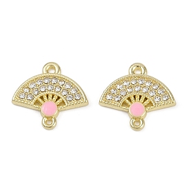 Сплав кристалл горный хрусталь вентилятор разъем подвески, с розовым эмали, без свинца, без кадмии и без никеля, стойки покрытие