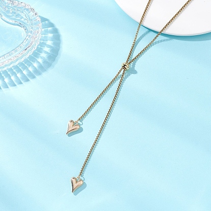 Регулируемый кулон в форме сердца из сплава 304 цепочка-лариата из нержавеющей стали для женщин