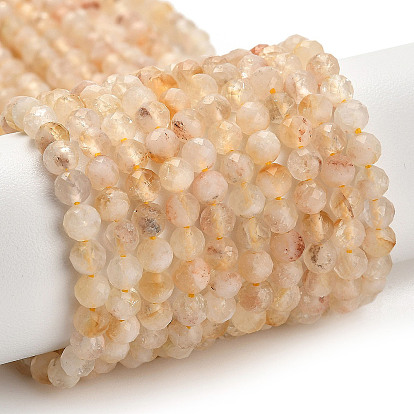 Природный желтый кварц нитей бисера, граненые, круглые