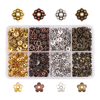 Tibetan Style Alloy Bead Caps, Multi-Petal, Cadmium Free & Nickel Free & Lead Free