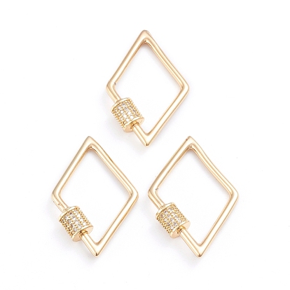 Латунь микропаве прозрачный кубический цирконий винт карабин брелоки, для изготовления ожерелий, ромб