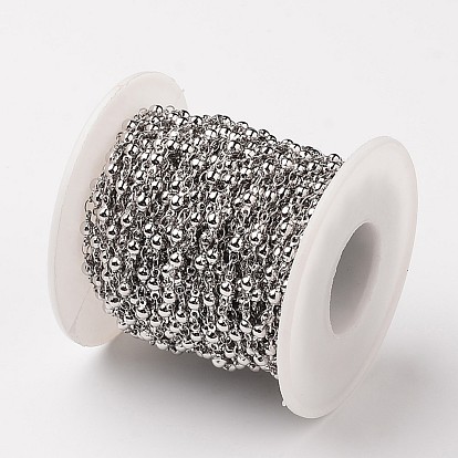 304 Stainless Steel Ball Link Chains, Soldered, Decorative Chains, with Spool, 3.5mm