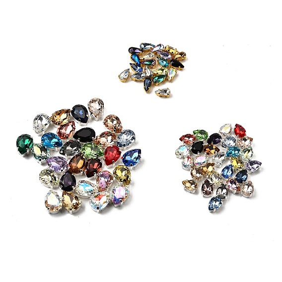 Шить на горный хрусталь, стекло горный хрусталь, слеза, с настройками латуни