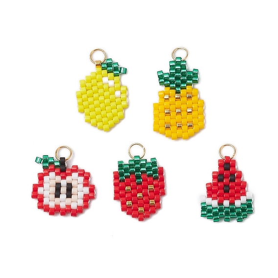 Стеклянные подвески из бисера, фруктовое очарование, с 304 кольцами из нержавеющей стали