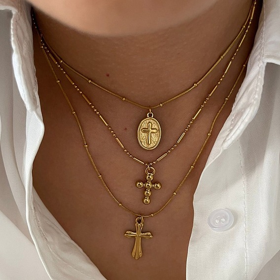 316l ожерелья с подвеской-крестом из хирургической нержавеющей стали для женщин