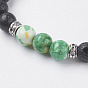 Natural Lava Rock Beads Stretch Bracelets, with Gemstone and Magnetic Clasp