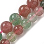 Нити бусин из натурального красного и зеленого клубничного кварца, круглые