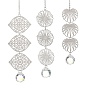 201 Atrapasueños de acero inoxidable con forma de flor y hoja, Prisma redondo de cristal facetado para decoración de ventanas
