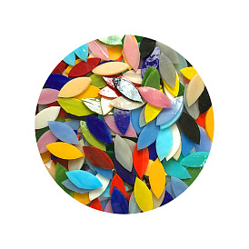 Glass Cabochons, Mosaic Tiles, for Home Decoration or DIY Crafts, Leaf