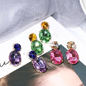 Elegant Handmade Crystal Oval Earrings with Swarovski Elements