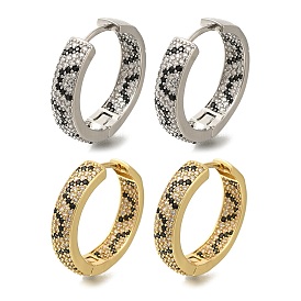 Rack Plating Brass Micro Pave Cubic Zirconia Hoop Earrings, Long-Lasting Plated, Lead Free & Cadmium Free