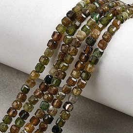 Бусы из натурального зеленого турмалина, граненые настольные бусины в форме куба