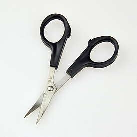 Iron Bent Nose Scissors, Covered By Plastic, Platinum, 120x65x8mm