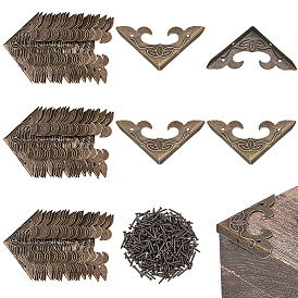 80шт. защитные уголки для железных коробок, с винтами, для мебели украшения шкатулки, треугольные