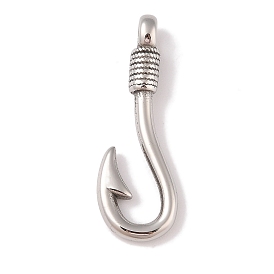 304 Stainless Steel Hook Clasps, Fish Hook Charms, For Leather Cord Bracelets Making, Hook, Polished