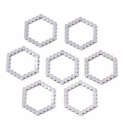 201 Stainless Steel Linking Rings, Laser Cut, Hexagon