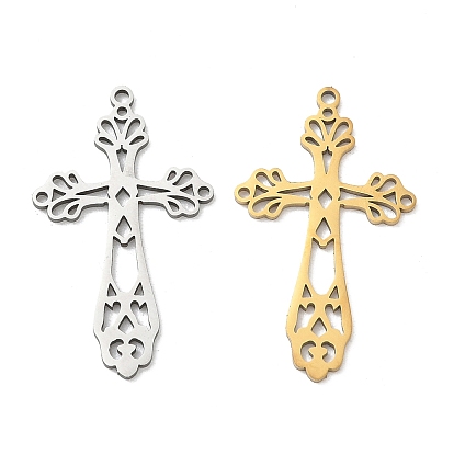 Pendentifs en acier inoxydable, breloques en forme de croix en filigrane, Coupe au laser
