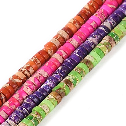 Натуральные имперские нитки из бисера яшмы, окрашенные, диск, Heishi бусы