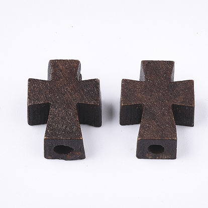 Natural Wooden Beads, Dyed, Cross