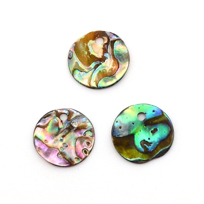 Naturelles Paua pendentifs, plat rond, pour création de la boucle d'oreille 