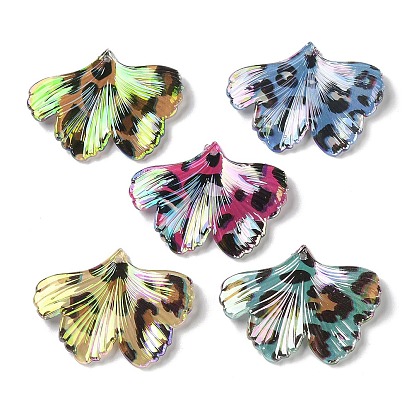 Акриловые подвески, Подвески с узором из листьев гинкго и леопардового принта.