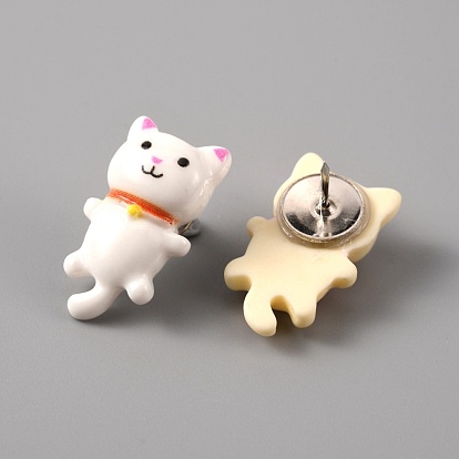 Plastic Cat Shape Push Pins, Thumbtack, with Steel Pin, for Home School Office Notice Board Cork Board