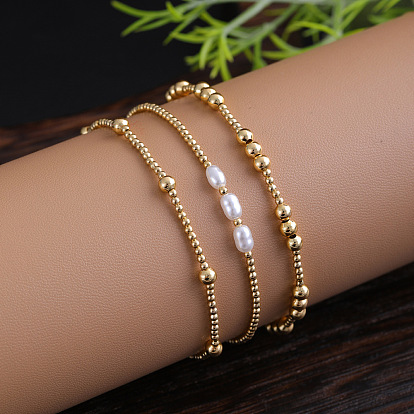 Латунные круглые бусины эластичные браслеты для женщин