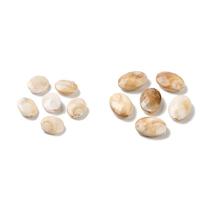 Двухцветные непрозрачные акриловые бусины, имитация драгоценных камней, овальные