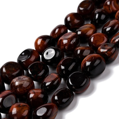 Natural Tiger Eye Beads Strands, Tumbled Stone, Nuggets, Dyed & Heated, Grade A
