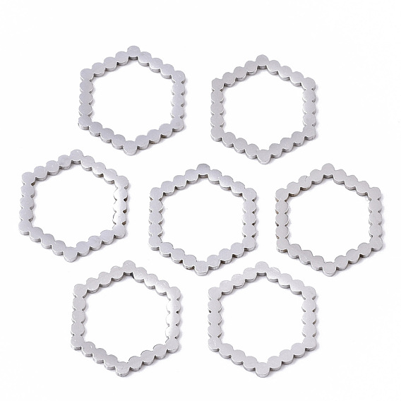 201 Stainless Steel Linking Rings, Laser Cut, Hexagon