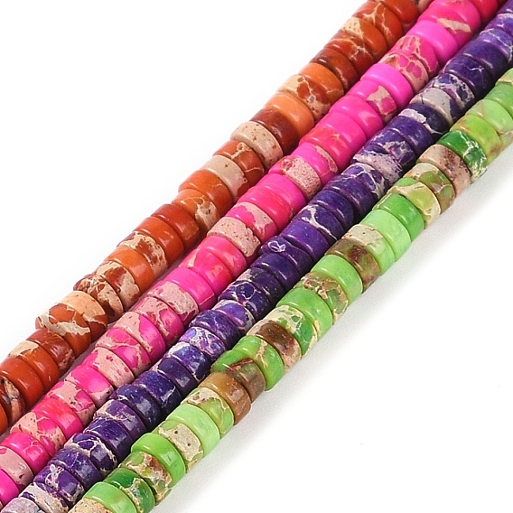 Натуральные имперские нитки из бисера яшмы, окрашенные, диск, Heishi бусы