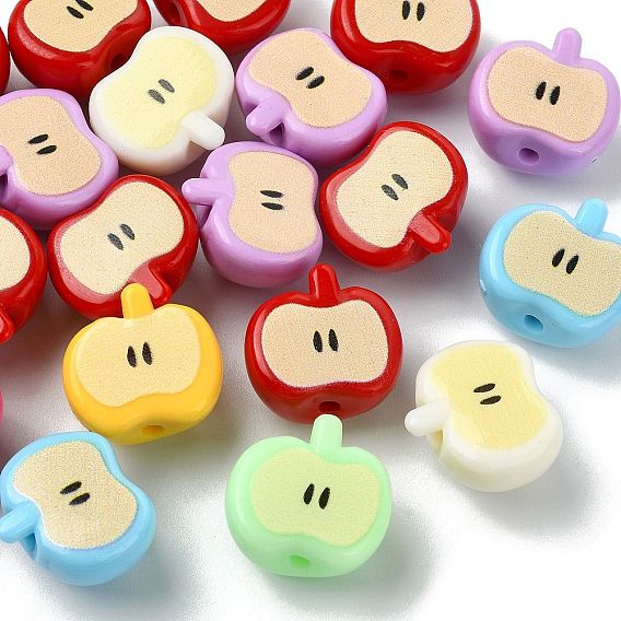 Светящиеся непрозрачные акриловые бусины, яблоко, светится в темноте