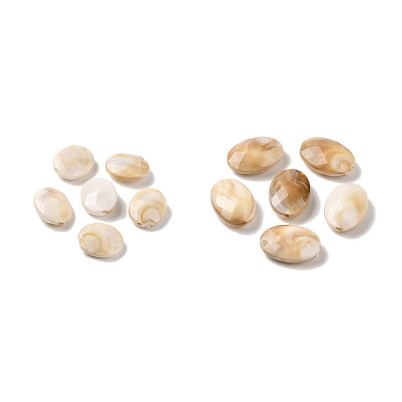 Двухцветные непрозрачные акриловые бусины, имитация драгоценных камней, овальные